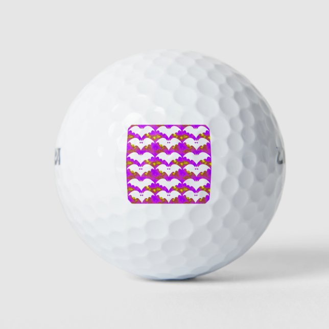 Balles De Golf Chauves-Bats Blanches Et Vaches Rose Jaune (Devant)
