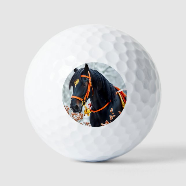 Balles De Golf Cheval châtaignier noir élégant (Recto)
