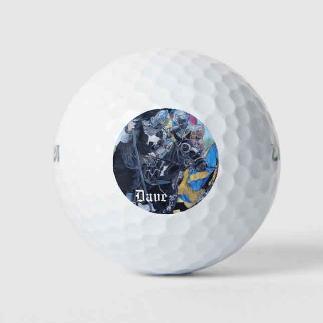 Balles De Golf chevaliers médiévaux jouant sur les chevaux art hi (Devant)