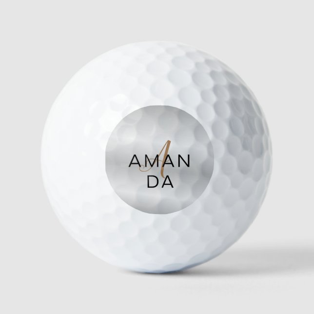 Balles De Golf Chic monogramme professionnel uni ajouter votre no (Recto)