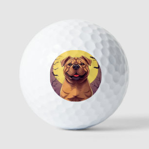 Balles De Golf Chien adorable dans une scène d'Halloween avec des