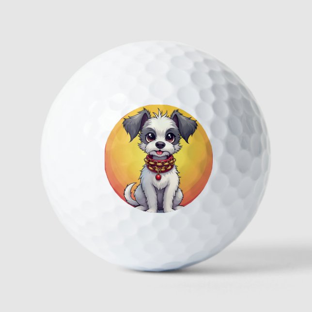 Balles De Golf Chien animé mignon avec collier (Recto)