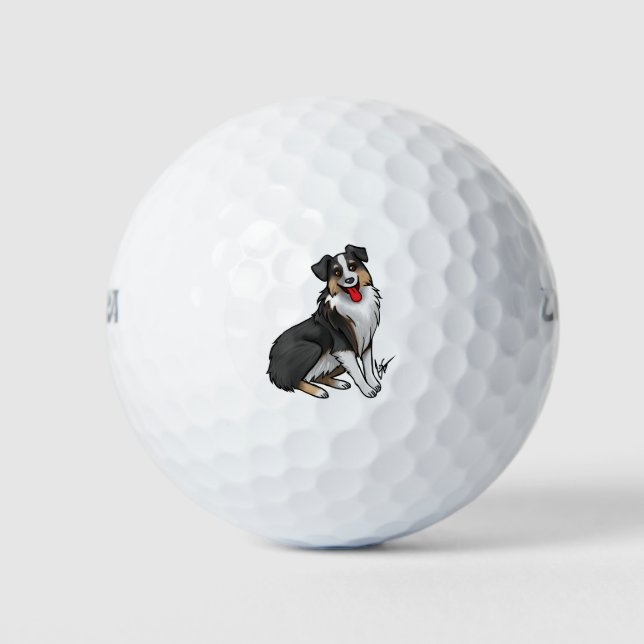 Balles De Golf Chien - Berger australien - Tri noir (Devant)