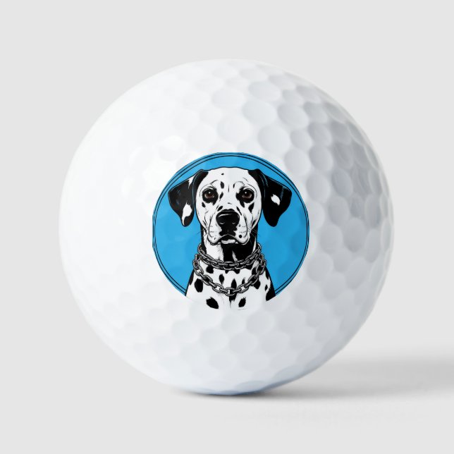Balles De Golf Chien dalmate avec collier à chaîne (Recto)