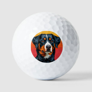 Balles De Golf Chien de montagne bernois sur fond de couleurs cha