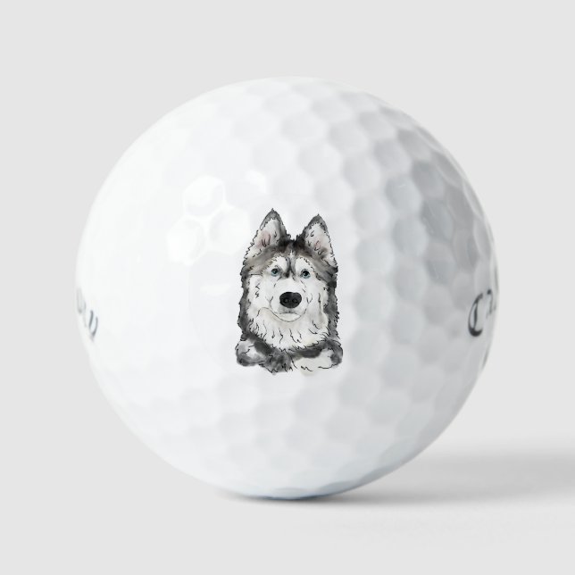 Balles De Golf Chien Husky (Recto)