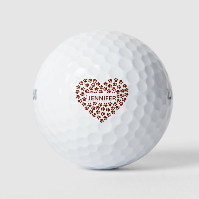 Balles De Golf Chien Maman Red Heart Paks Nom personnalisé (Devant)