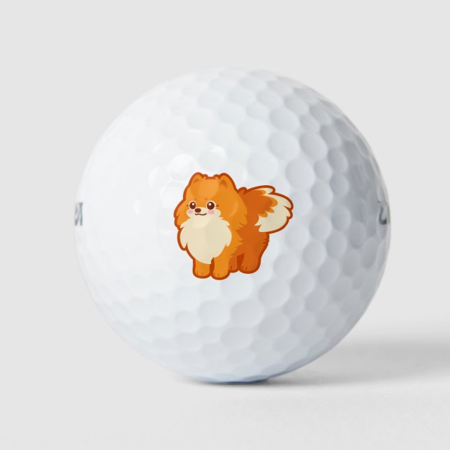 Balles De Golf Chien mignon Kawaii Pomeranian (Devant)