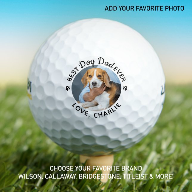Balles De Golf Chien papa Personnalisé Meilleur Papa Jamais Photo (Créateur téléchargé)