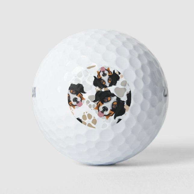 Balles De Golf Chien pattes motif Bernese Mountain Dog (Devant)