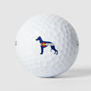 Balles De Golf Chien race Whippet Colorado Drapeau Silhouette