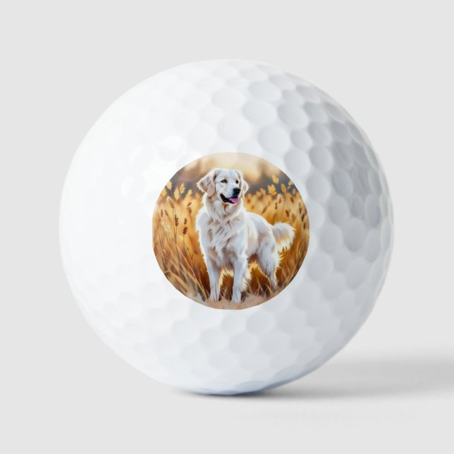 Balles De Golf Chien Retriever Golden Blanc (Recto)