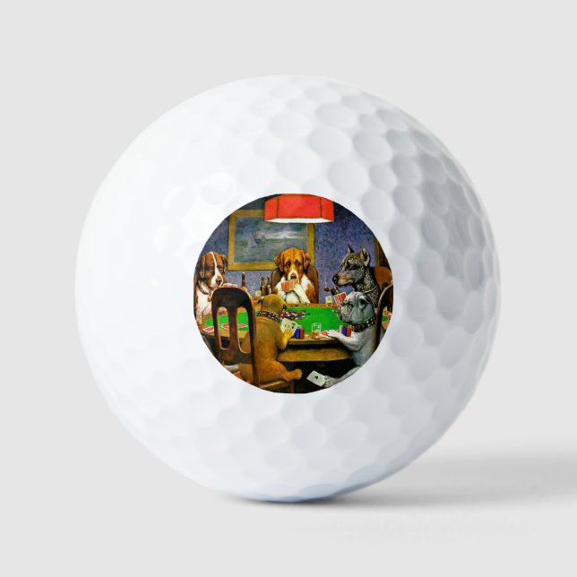 Balles De Golf Chiens jouant au poker (Recto)