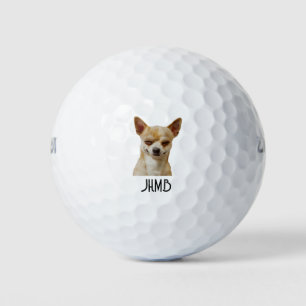 Balles De Golf Chihuahua clin d'œil humour drôle monogramme