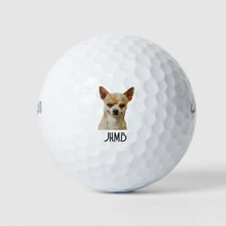 Balles De Golf Chihuahua clin d'œil humour drôle monogramme