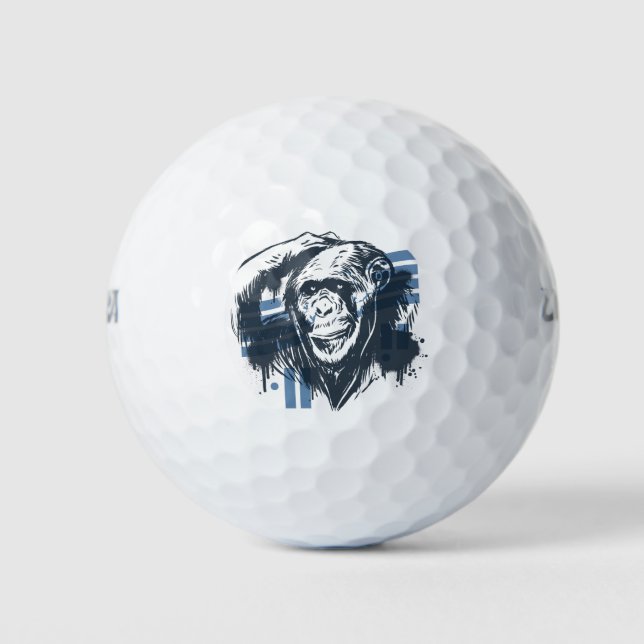Balles De Golf Chimpanzé Drôle Pense (Devant)