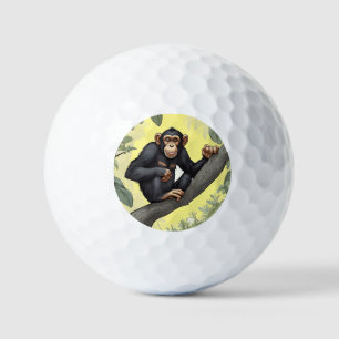 Balles De Golf Chimpanzé mignon sur la branche accueille