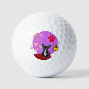 Balles De Golf Chiot bouledogue français adorable avec des coeurs