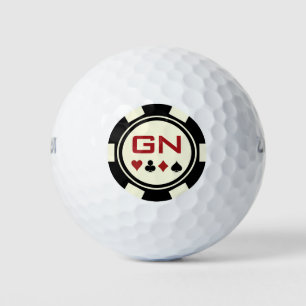 Balles De Golf Chip de poker blanc noir non-signé monogramme