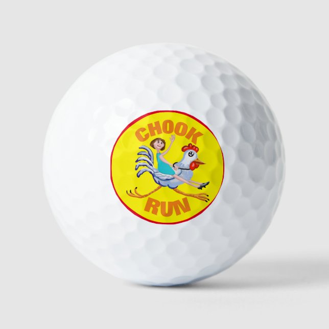Balles De Golf Chook courir amusant arrière - plan jaune (Recto)