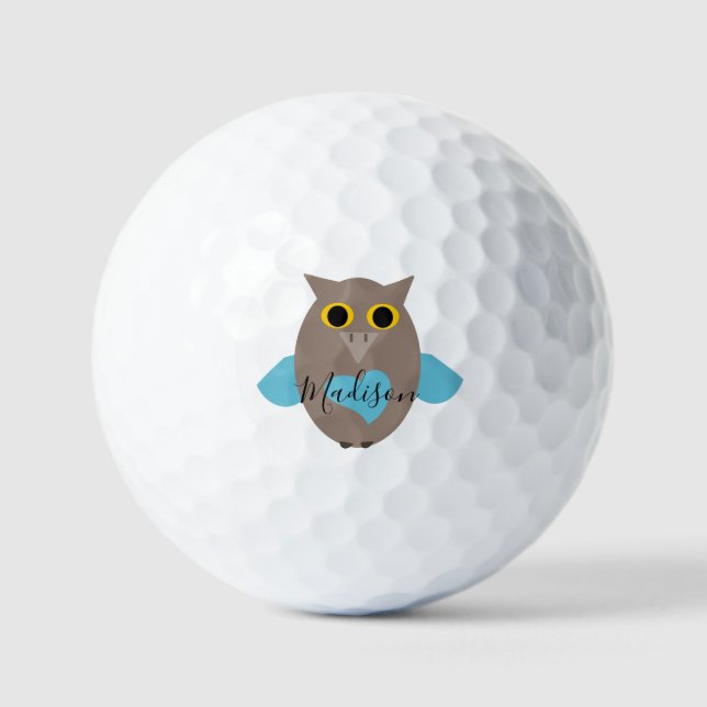 Balles De Golf Chouette Bleue Nom Golf Balls (Recto)