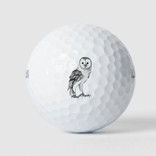 Balles De Golf Chouette - Dessin En Stylo Noir (Devant)