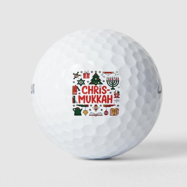 Balles De Golf Chrismukkah Hanoukka Noël Juif Religieux (Devant)
