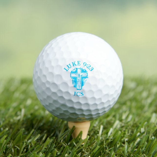 Balles De Golf Christian Cross Rustic Monogramme Verse Bleu (T-shirt Insitu)