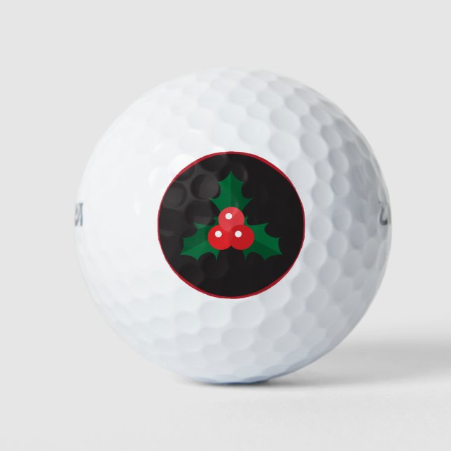 Balles De Golf Christmas Holly & Berries Golf Balls (Devant)