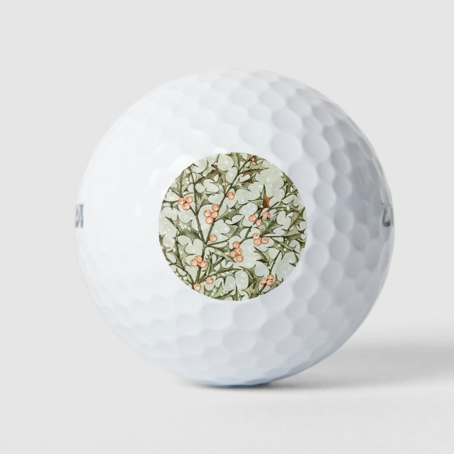 Balles De Golf Christmas Holly Jolie Antique Salutation (Devant)