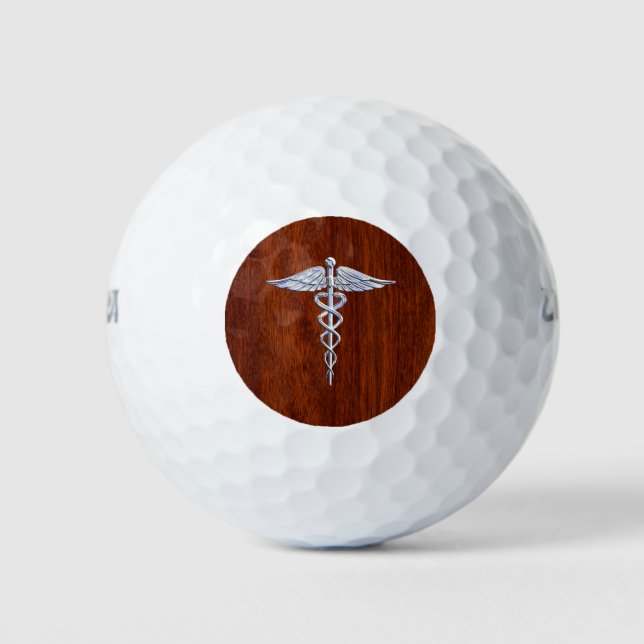 Balles De Golf Chrome Comme Caduceus Symbole Médicale Décor en ac (Devant)