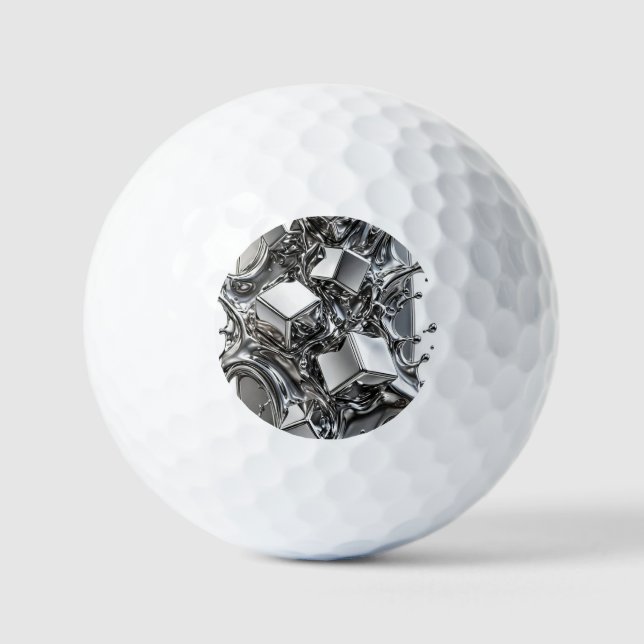 Balles De Golf Chrome Liquide - Métal Argent Miroir (Recto)