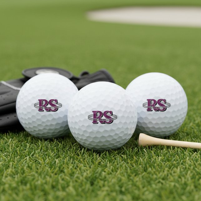 Balles De Golf Chrome Orbit Monogramme Initiales Toute Couleur ID (Créateur téléchargé)
