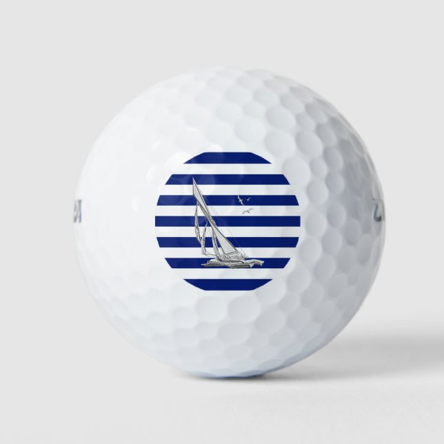 Balles De Golf Chrome Régate nautique Imprimer sur les rayures de (Devant)
