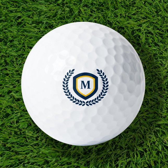 Balles De Golf Cimetière de logo Marine et Gold Monogram (Créateur téléchargé)