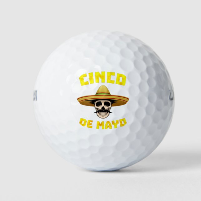 Balles De Golf Cinco de Mayo Funny Skull Mexicain Lov mexicain (Devant)