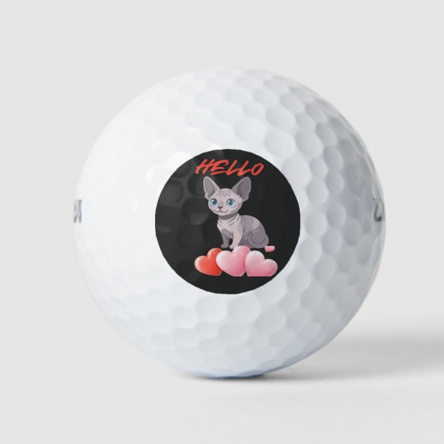 Balles De Golf Citation Rétro Chat Heureux – Routine & Amour (Devant)
