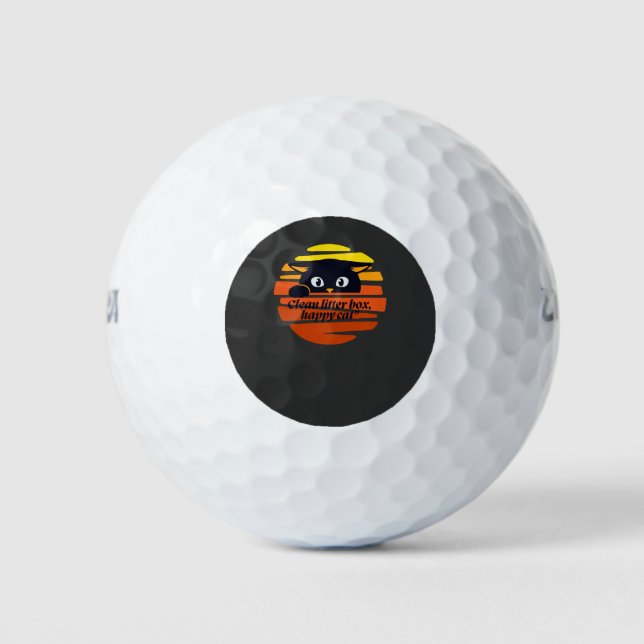 Balles De Golf Citation Rétro Chat Heureux – Routine & Amour (Devant)
