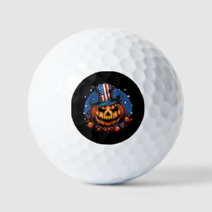 Balles De Golf Citrouille d'Halloween avec drapeau américain patr
