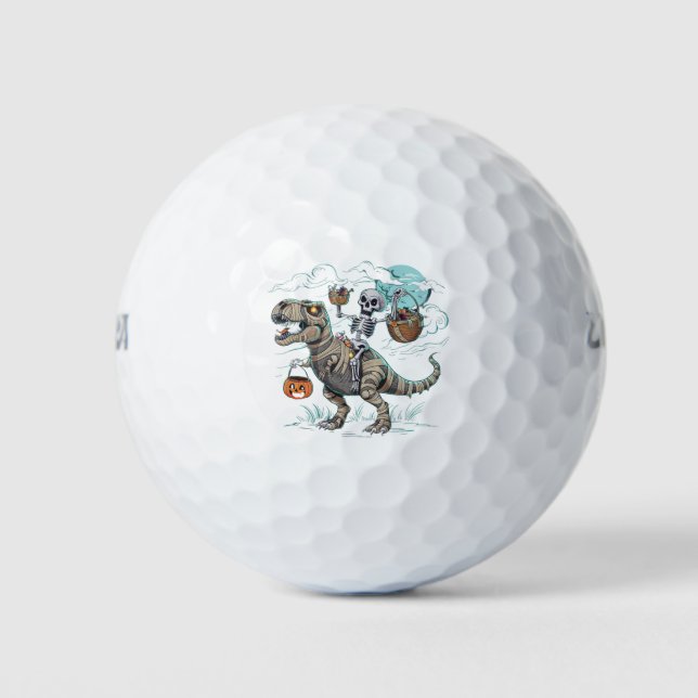 Balles De Golf Citrouille d'Halloween T rex de dinosaure montant  (Devant)