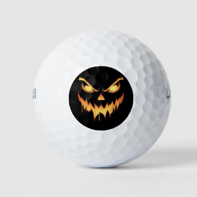 Balles De Golf Citrouille effrayant Jack-o'-lantern Face Hallowee (Devant)
