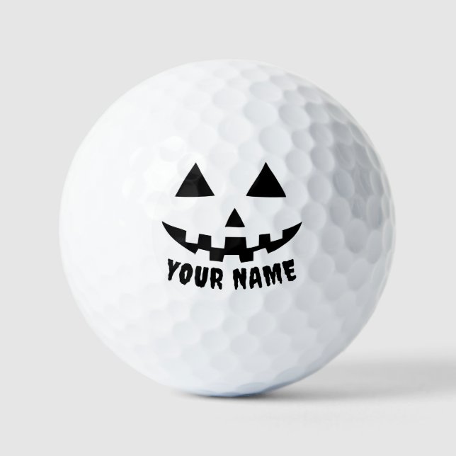 Balles De Golf Citrouille personnalisé Halloween Nom noir et blan (Recto)
