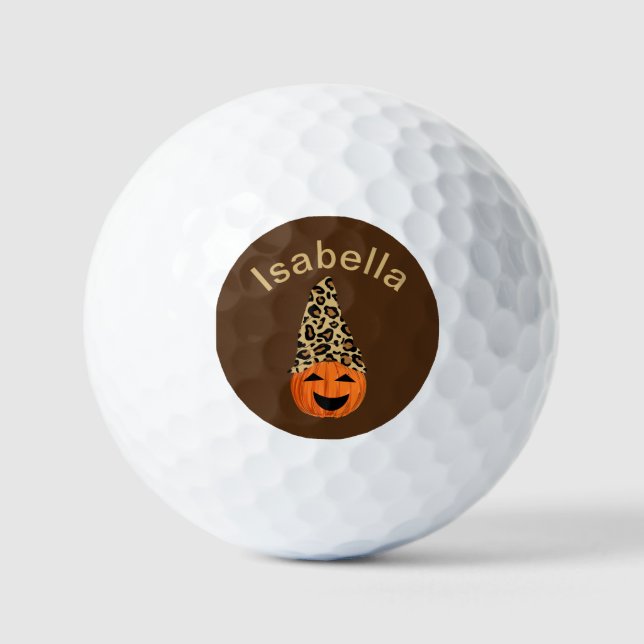 Balles De Golf Citrouille Portant Un Casquette léopard (Recto)