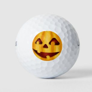 Balles De Golf Citrouille sculpté souriant design Halloween