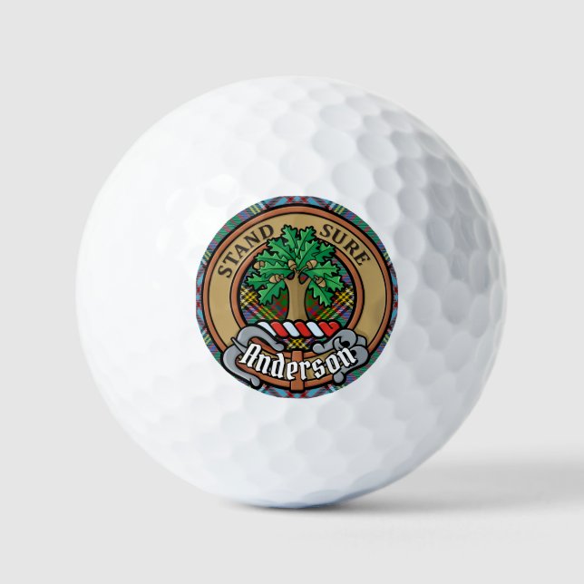 Balles De Golf Clan Anderson Crest sur Tartan (Recto)