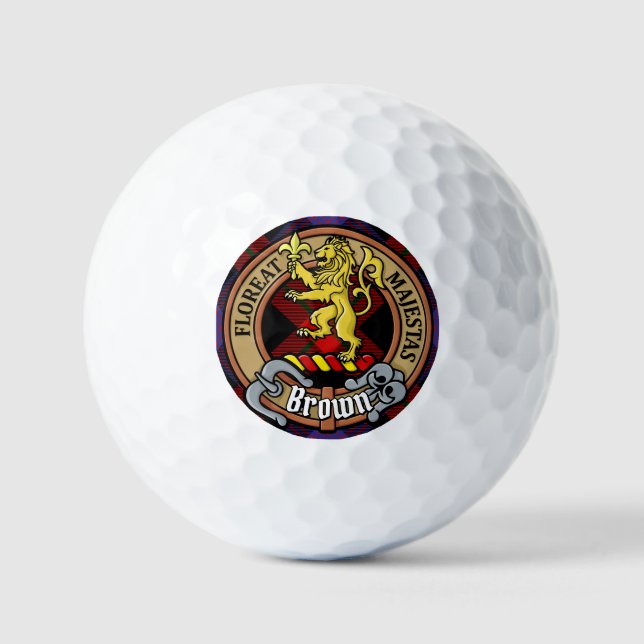 Balles De Golf Clan Brown Crest sur Tartan (Recto)