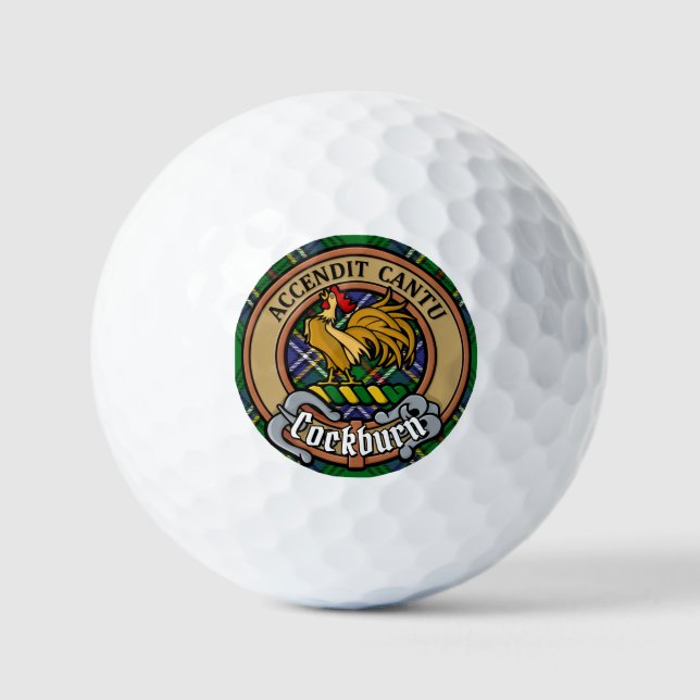 Balles De Golf Clan Cockburn Crest sur Tartan (Recto)
