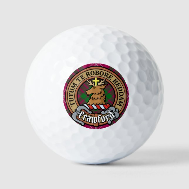 Balles De Golf Clan Crawford Crest sur Tartan (Recto)