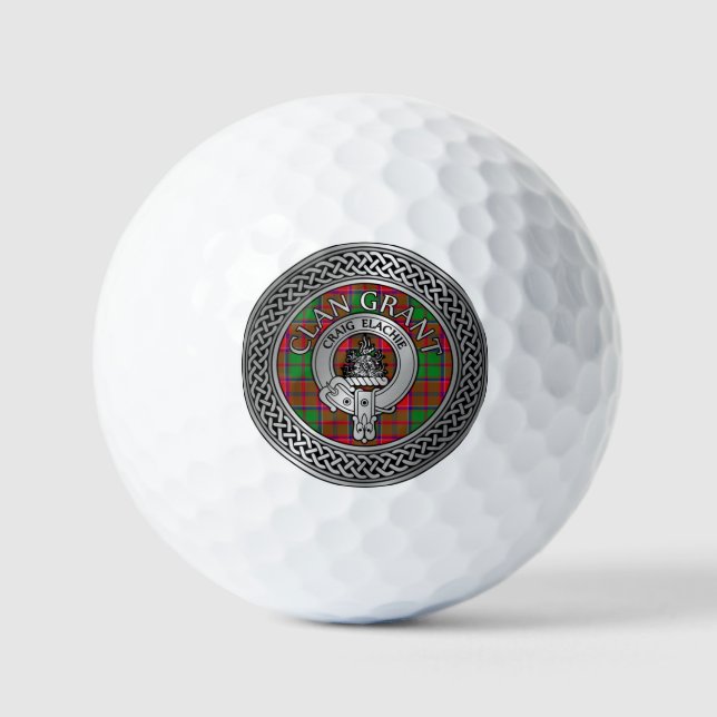 Balles De Golf Clan Grant Crest & Tartan Knot (Recto)
