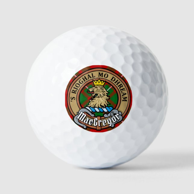 Balles De Golf Clan Gregor Crest sur Tartan (Recto)